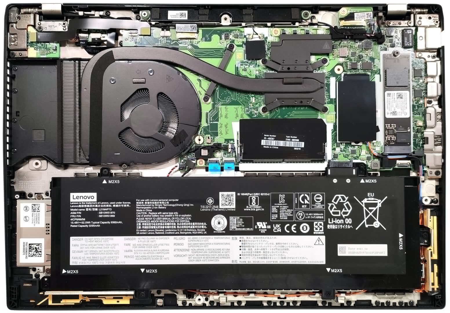 Internal Photo of Lenovo Thinkpad T16 Gen 1, T16 Gen 2, P16v Gen 1, P16v Gen 2, P16s Gen 1, P16s Gen 2, L15 Gen 3, L15 Gen 4, black US keyboard (ThinkPad T16 Gen 2)